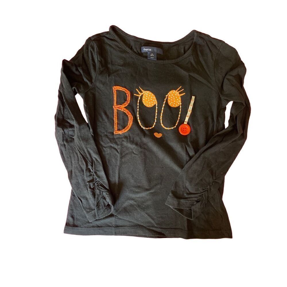 Gap kids girls Halloween black embellished blue shirt long sleeve size 6/7